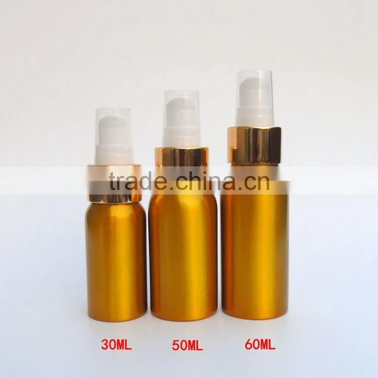 Wholesale 20ml-300ml aluminum Cosmetic packaging lotion bottles aluminum pump bottles for skincare cream