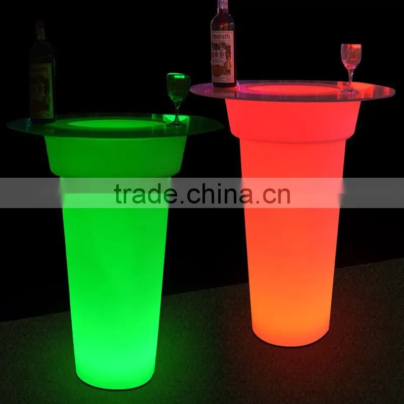 modern color changing rechargeable top glass home bar table