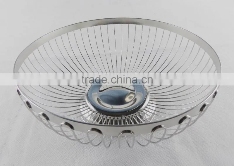 2016 High Quality Round Shape Steel Wire Fruit Basket Chrome