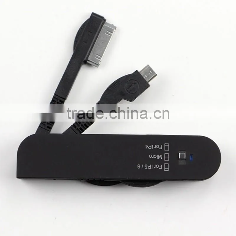 3 in 1 Mobile Phone Cable Charger 8pin USB Cable + 30pin charger adapter + Micro Usb Cable Swiss Army Knife USB 2.0 Data Sync