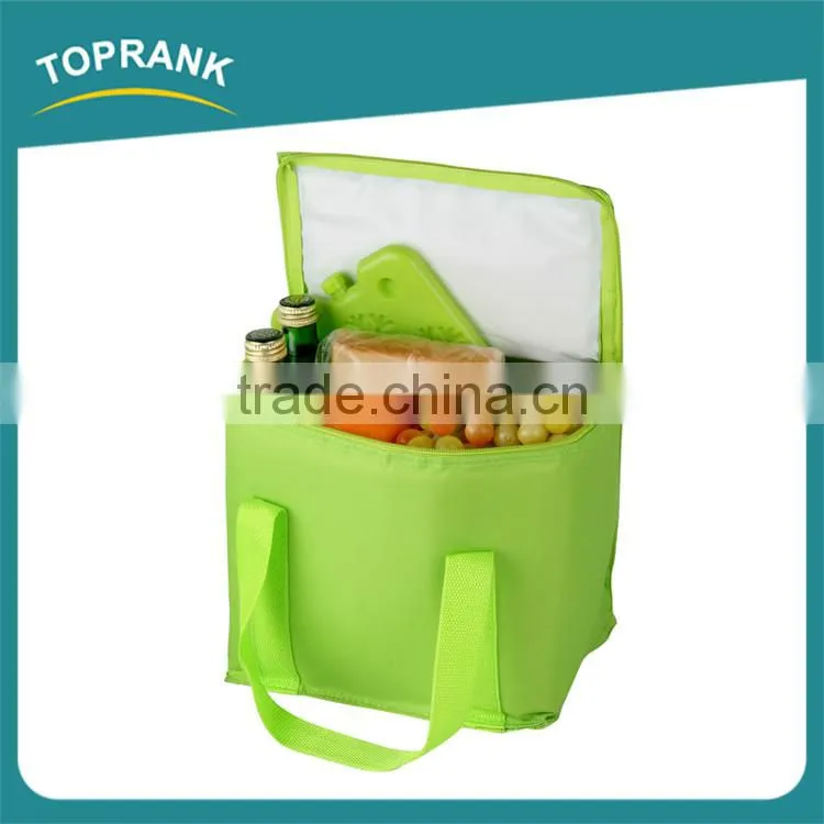 Custom color promotional foldable insulated frozen whole foods cooler bag with ice brick