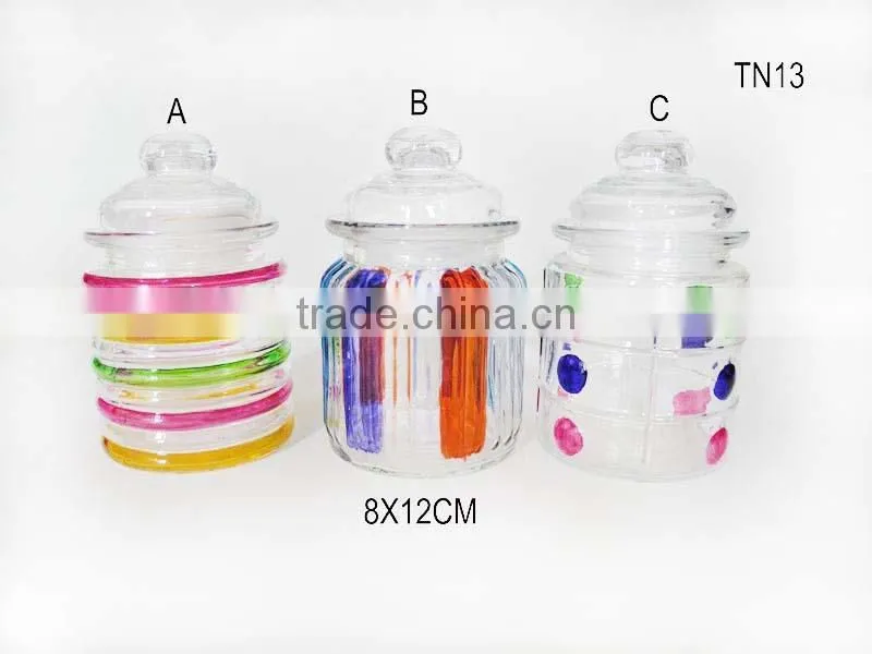 beautiful shapes cylinder horizontal stripe glass spice jar with direct cover for kitch