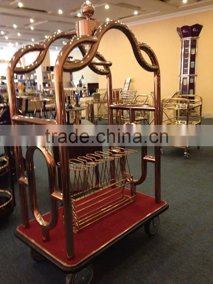 Restaurant mobile cooking trolley with stainless steel platform