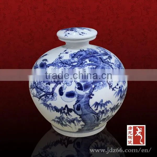 2.5L Blue and white porcelain handpainted tree unique wine bottles for 2016 new year