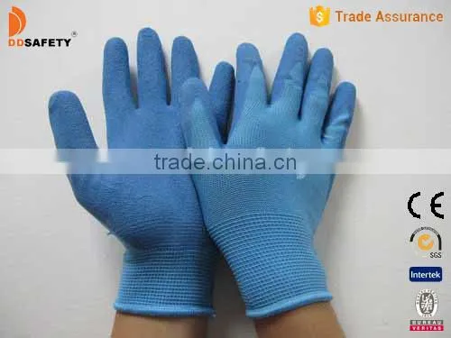 DDSAFETY Cheapest Latex Coated Gloves With 13G Blue Nylon Liner