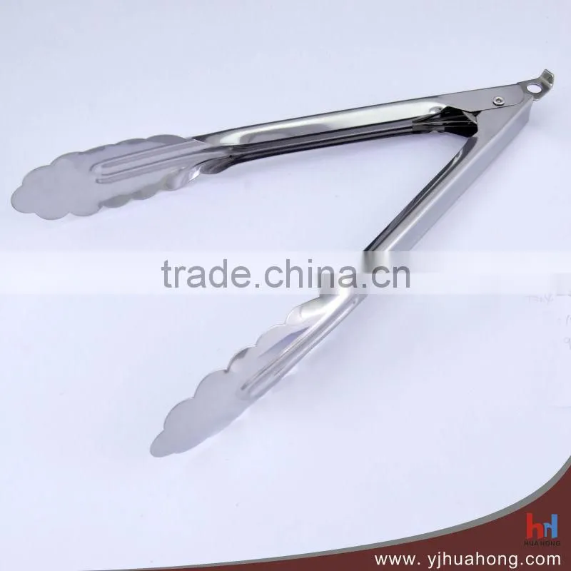 9" High Quality Locking Stainless Steel Food Tongs