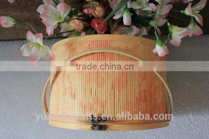 Environmental bamboo basket with handle