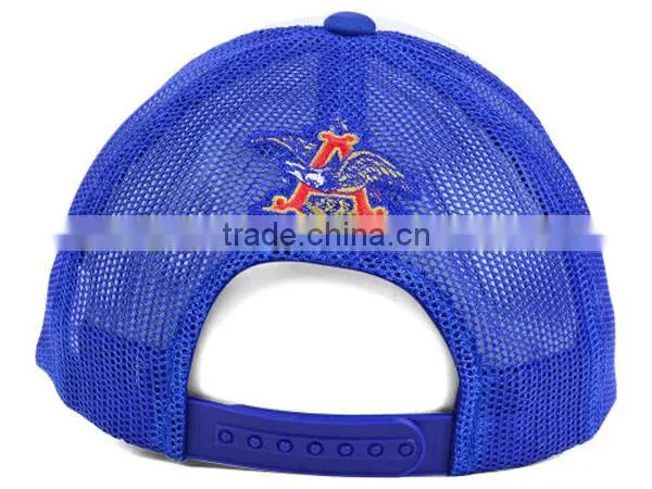2013 sport 6-panels mesh breathable spong blue baseball cap and hat with custom design