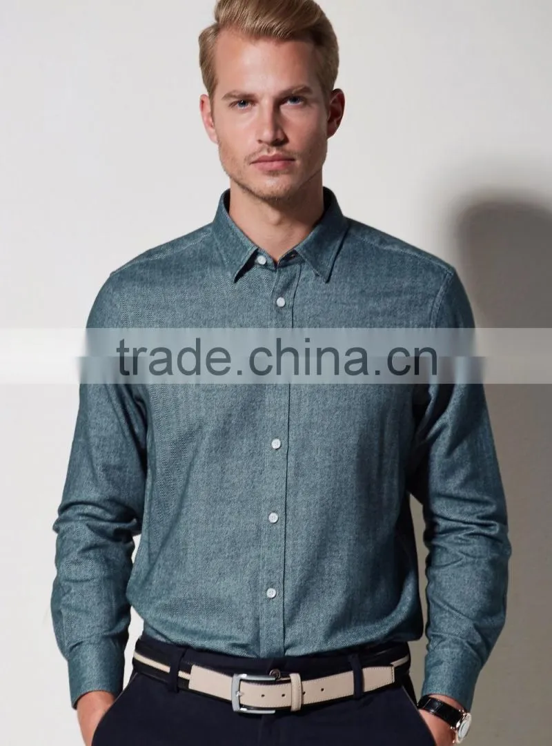 new design made to measure herringbone cotton slim men shirt BSB009