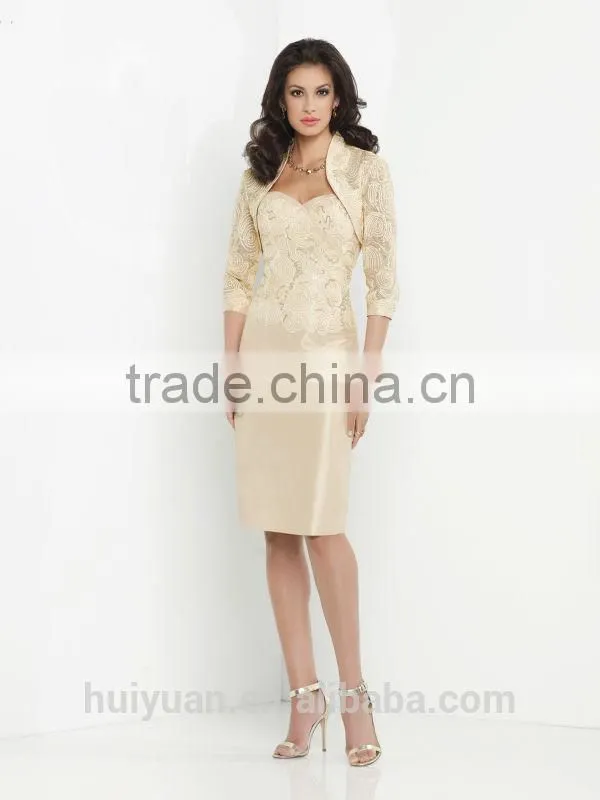 knee length satin lace woman business formal suit evening dress