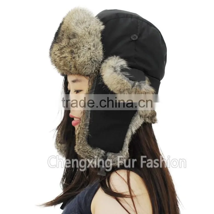 CX-C-241B Hot Selling Rabbit Fur Earmuff Trapper Fur Hat