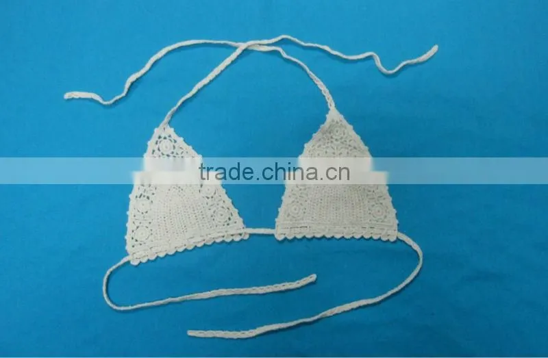 ladies' crochet cotton bikini top bra