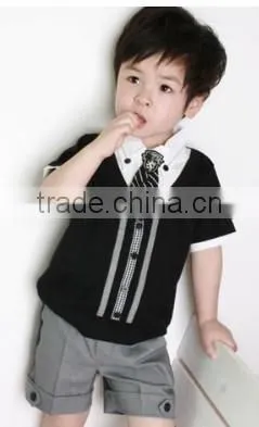 boys gray t shirts+shorts 2pcs clothing sets baby outfits children's suits