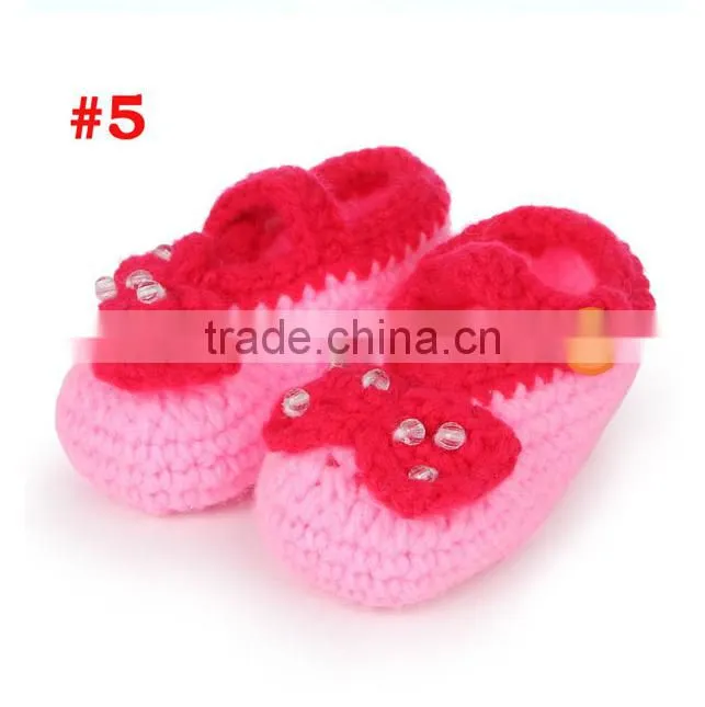 baby bow crochet shoes baby hand-knit shoes soft sole shoes