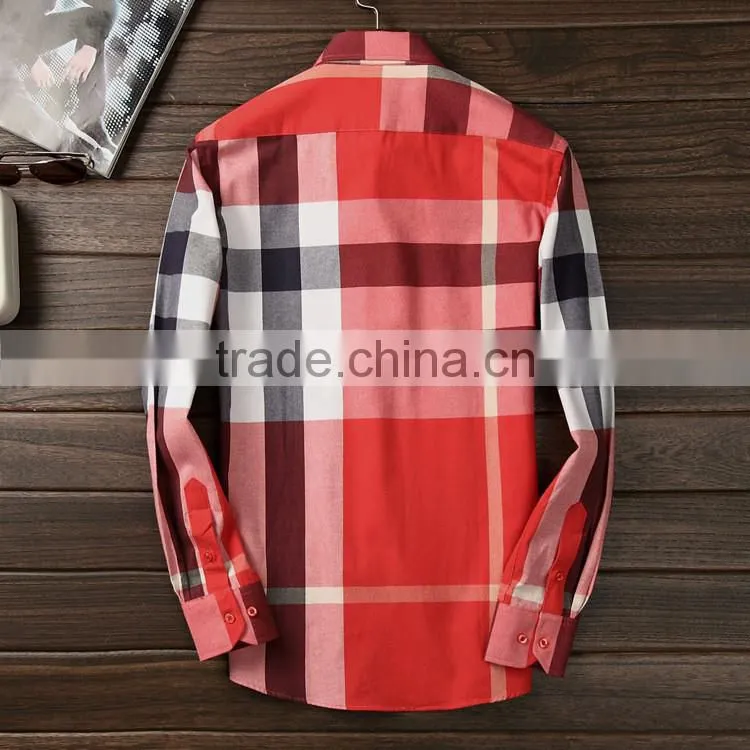 OEM service new check pattern basic brand logo men formal shirt in bulk