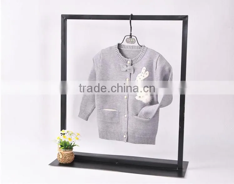 Wholesale Long Sleeve O Neck High Quality Knitting With Rabbit Pattern Girl Sweater Cardigan