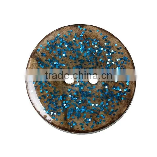 Wholesale Scrapbooking Round Natural Two Holes Enamel 25.0mm Coconut Shell Sewing Button