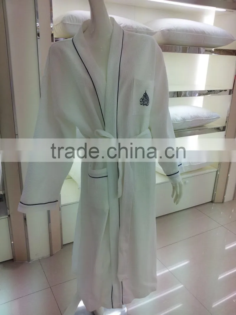hotel waffle checked bathrobe