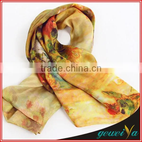 No MOQ Digital Printed 100% Twill Silk Scarf
