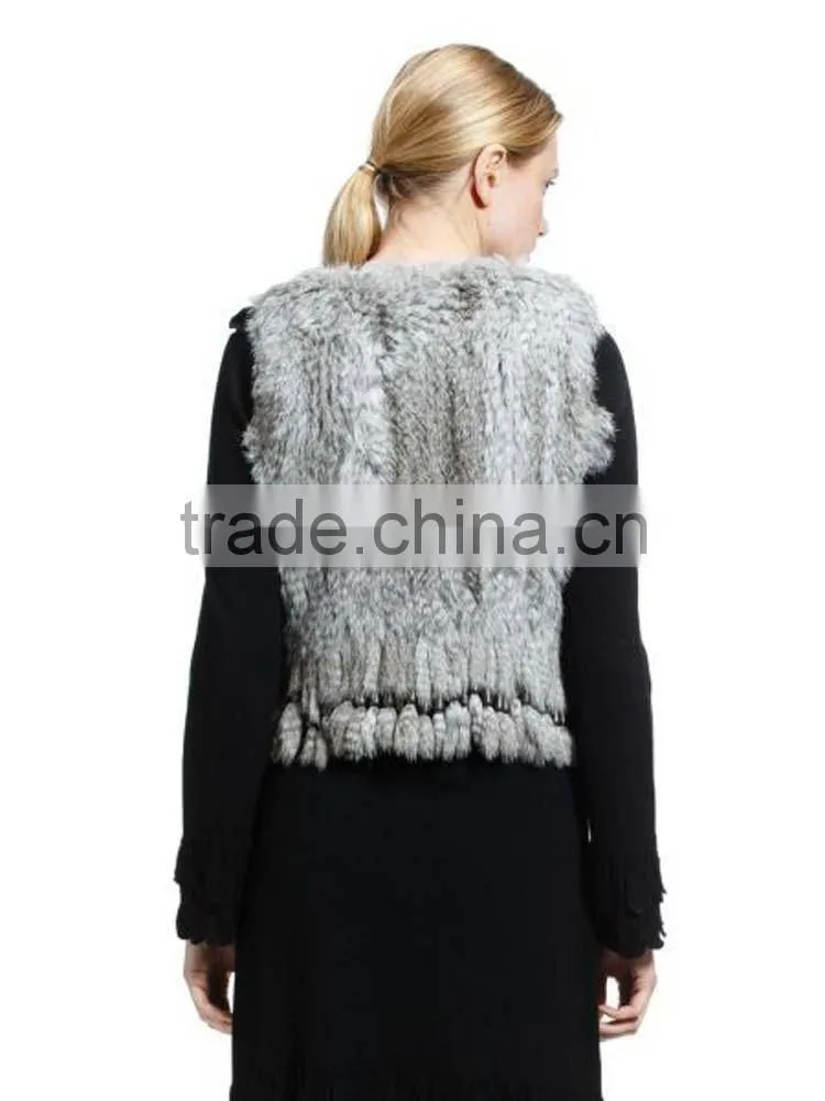 YR584 Beautiful Tassel Genuine Rabbit Fur Vest Women Top Quality 2015