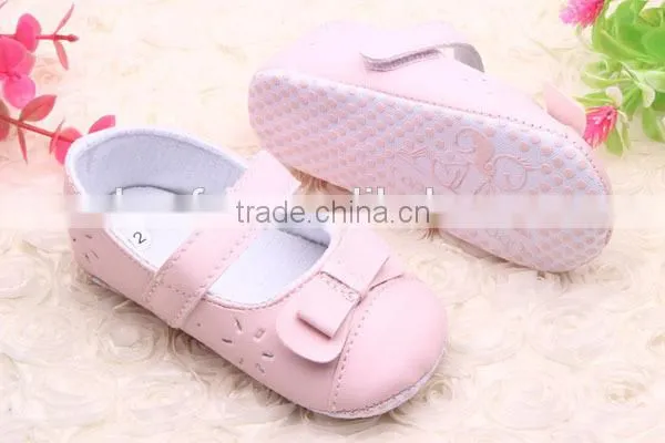 PU Leather Princess Bow Girls Kids Newborn Baby Flat First Walkers Shoes