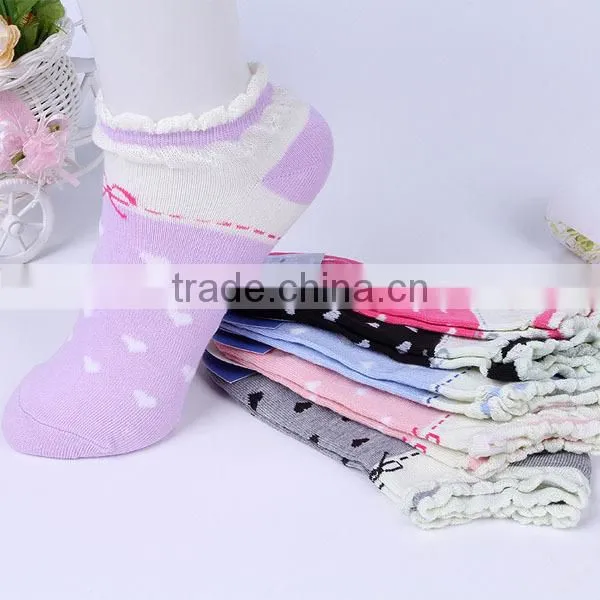 100%cotton pretty lace love heart pattern women socks