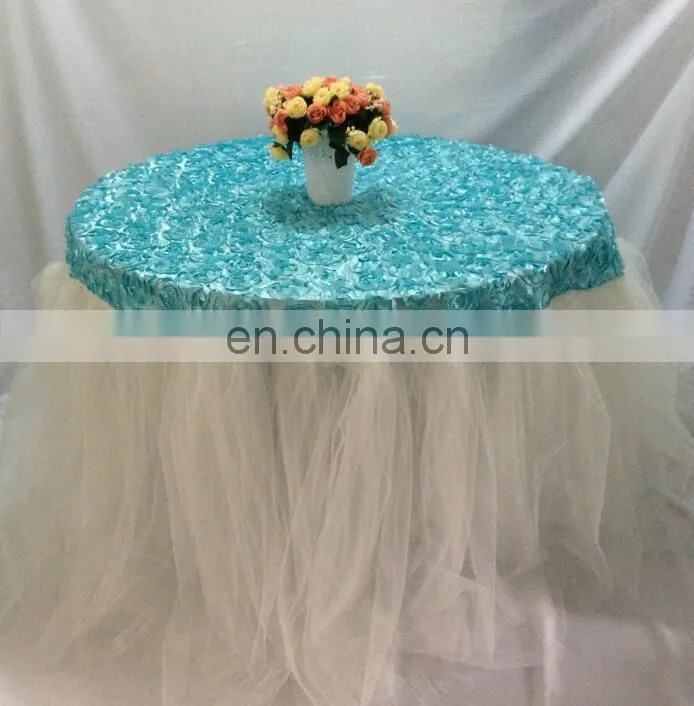 Romatic Wedding Rosette and Tulle Table Skirting Designs