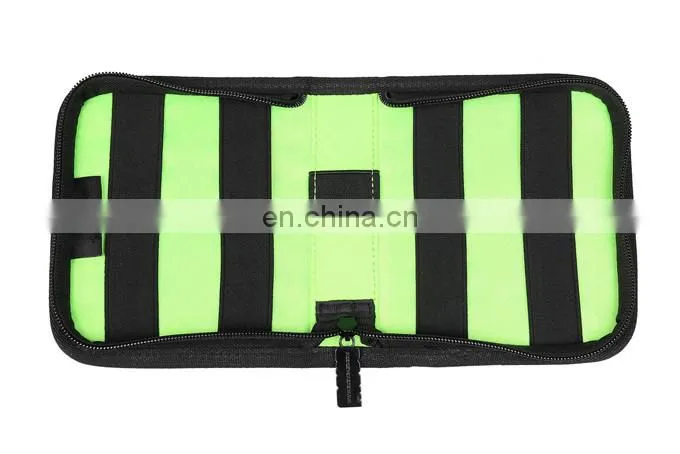 Black Padded 8 Elastic Loops Batteries ChargerCable Organiser Bag