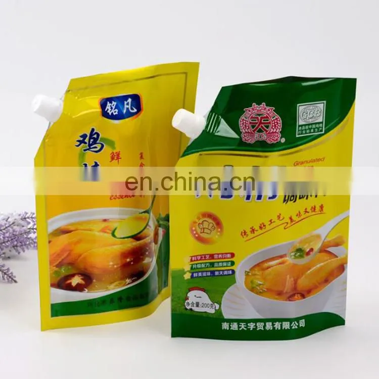 Coloring printing stand up heat seal aluminium foil sauce spout pouches bag