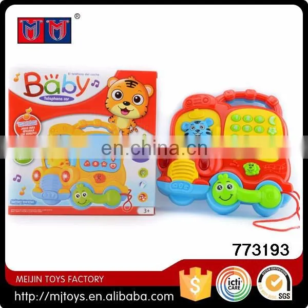 Factory offer educational kids cartoon cat telephone toys with light music