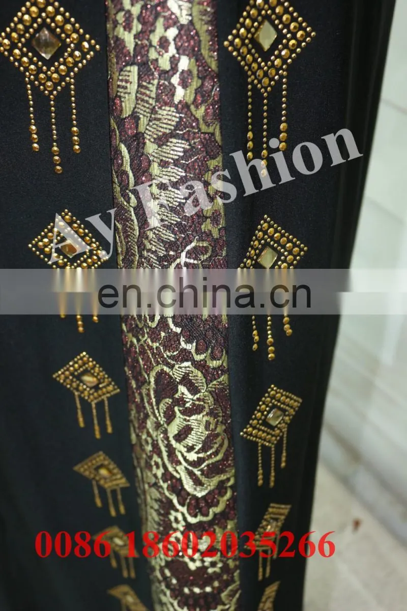 New style fashionable front open abaya women Kimono with lace trim fashion design lace abaya
