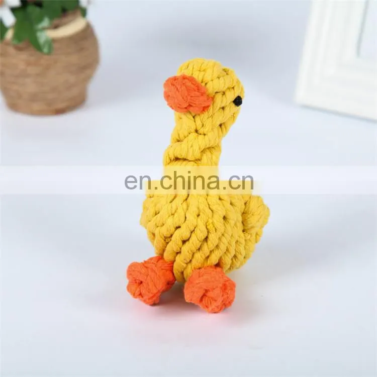 Little yellow duck cotton string pet toy dog rope chew
