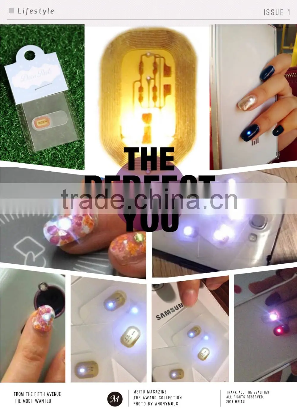 Led light nfc nail art sticker / NFC rfid finger nail tag
