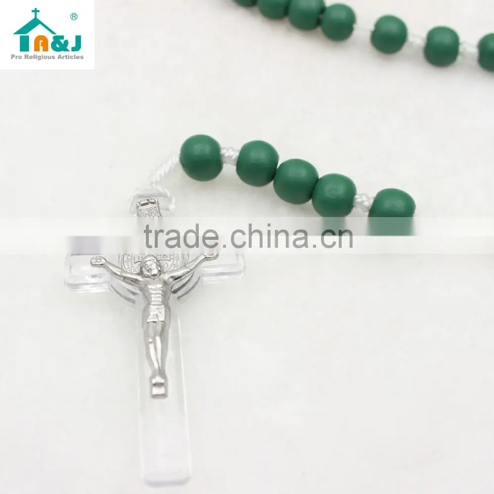 Hot Sale St Benedict Big Wooden Bead Cord Rosary