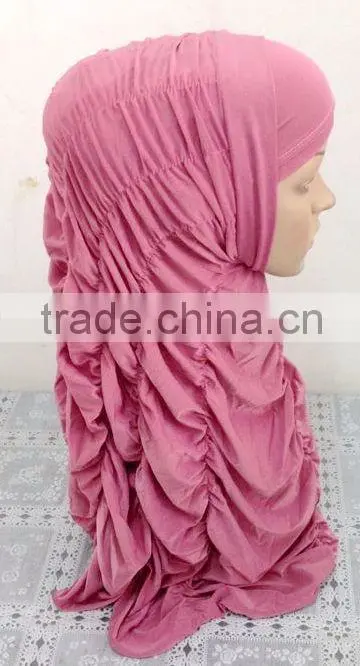 A593 Newest design solid color ruffle TWO Pieces HIJAB