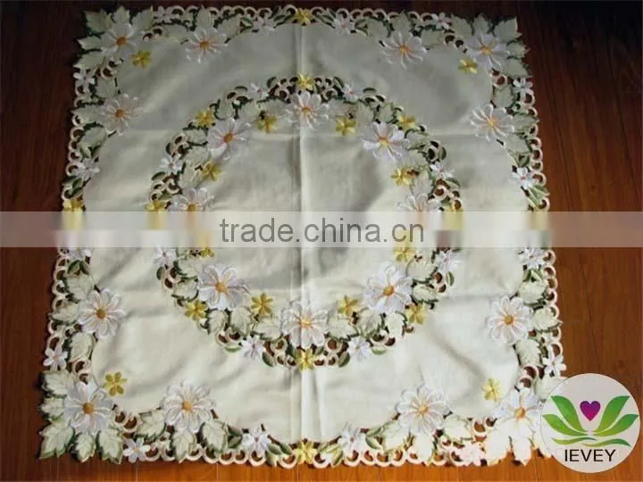 beige flower beautiful handmade embroidery cheap tablecloth wholesale tablecloth lmzc1007(3)K
