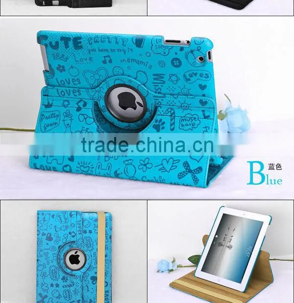 360 degree rotate for ipad case, for ipad 4 case with stand