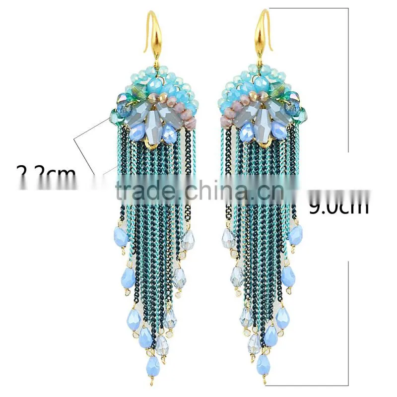 Hot sale new designs for women chain earring ,2015 Fashion design tassels earrings