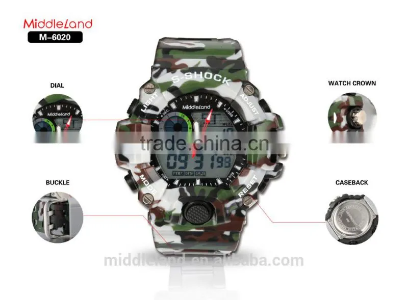 Luxury MIDDLELAND Brand Watch Latest Item Men Sports Double Movement Analog Digital Watches