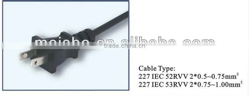 China 2 pins ac plug adapter male to male