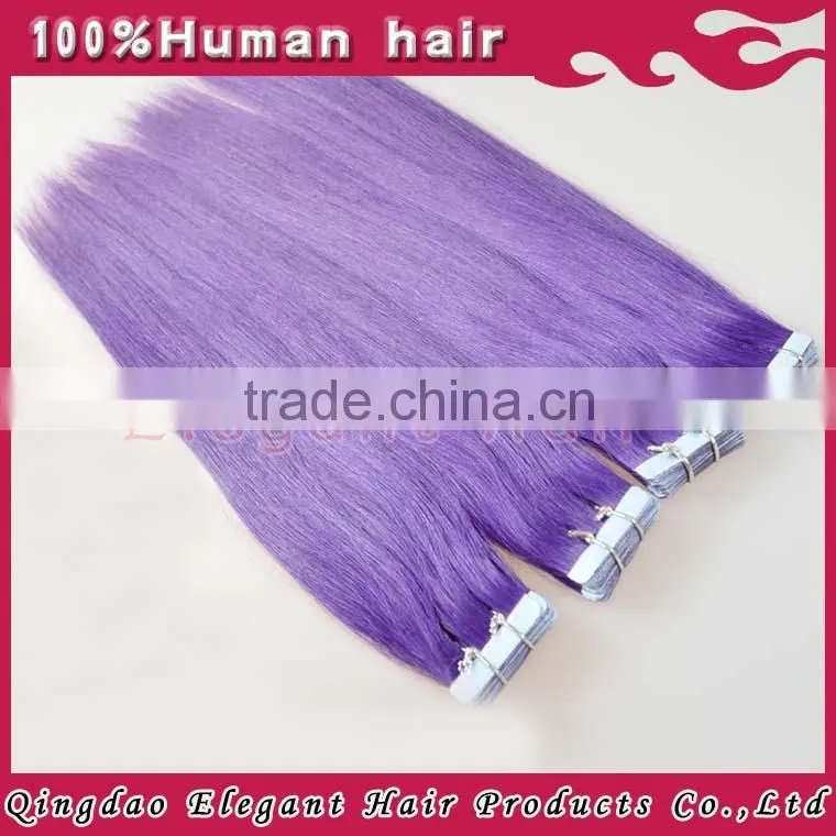 Online shopping site brazilian virgin hair silky straight purple medical tape hair extensions