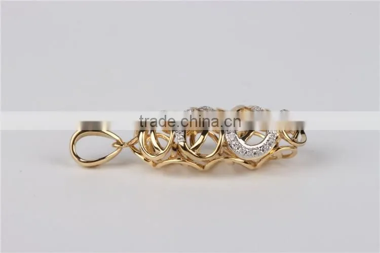 2015 new design fashion jewelry 18K rose gold diamond leaf pendants micro set