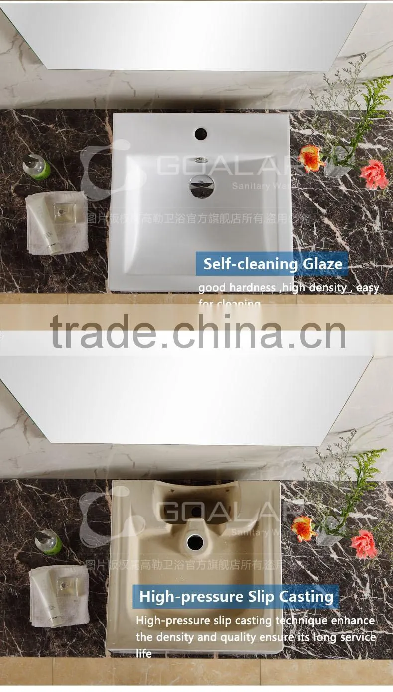 One faucet hole smooth corner square ceramic art basin