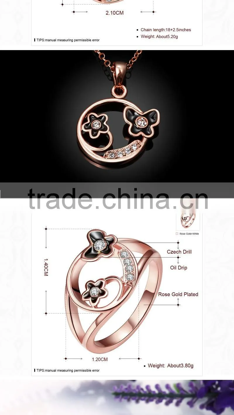 Top sale 18K Gold Plated whole set Jewelry with necklace, ring and earrings