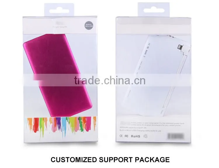 2015 credit card power bank 3200mah with built in cable universal power bank