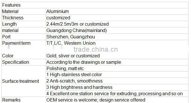 2015 aluminium alloy trimming L shape Aluminium tile trim inside corner tile trim