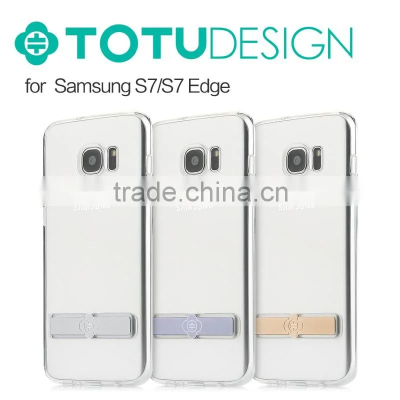 For Samsung S7 Edge 360 Degree Original TOTU Keen Series Soft TPU Protective Cover Case With Metal Stand Holder TB-0249