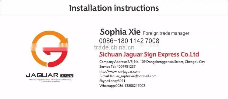 Popular Jaguar Professional Customized Led Channel Letter Signs