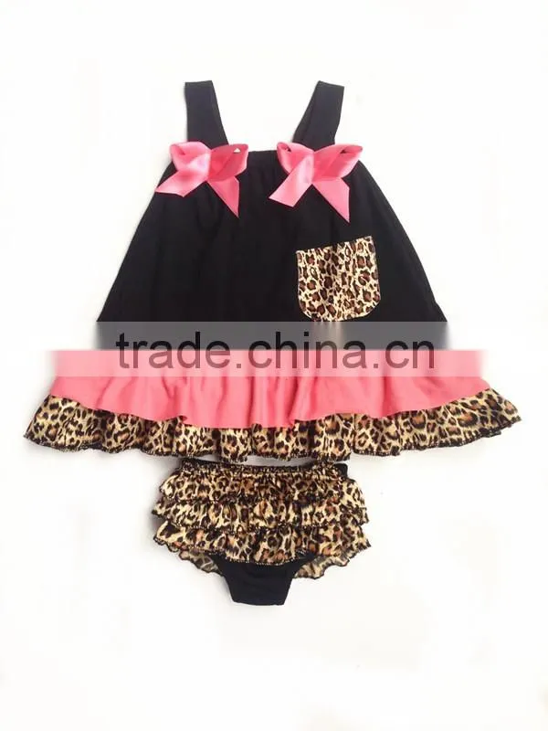 Fashion baby swing top with bloomer set for kid leopard printed cute cotton set