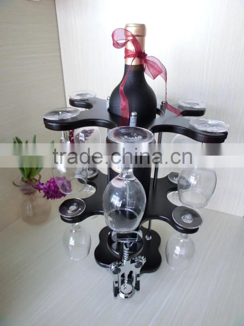 luxury wooden wine rack bar rack glass metal in the middle red wine rack gift wine rack